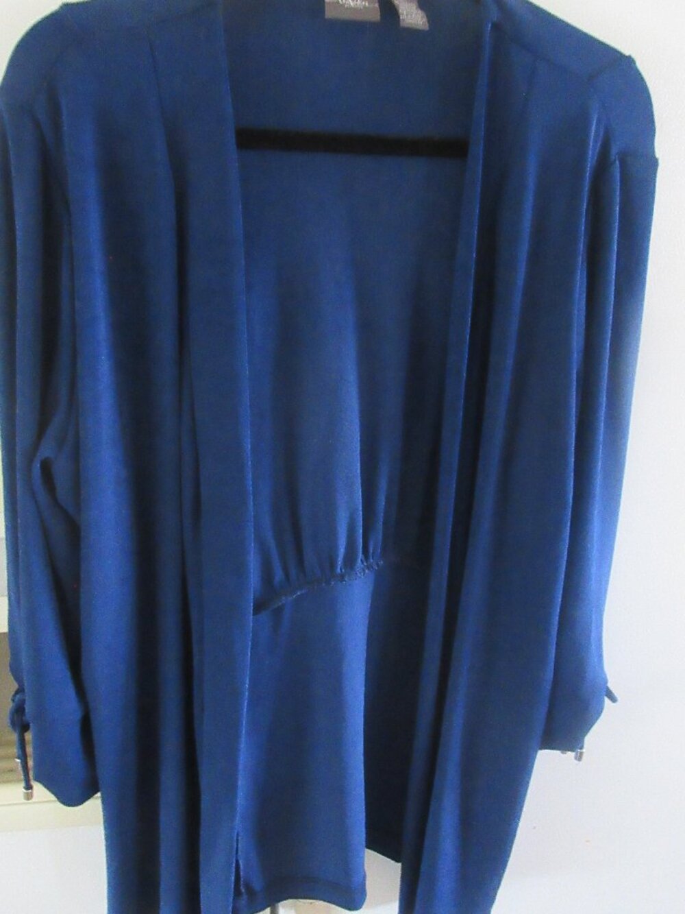 Chicos travelers 2 navy blue cardigan, 3/4 sleeve easycare m l